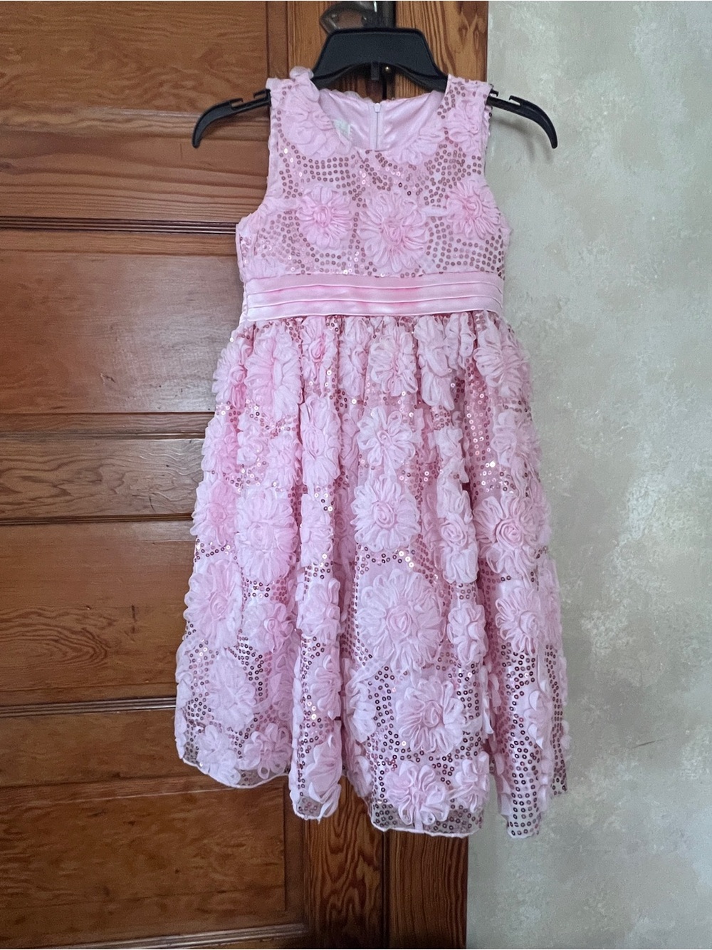 American Princess Girls Pink Sequin Floral Formal Dress Size 8 Fairycore Pageant